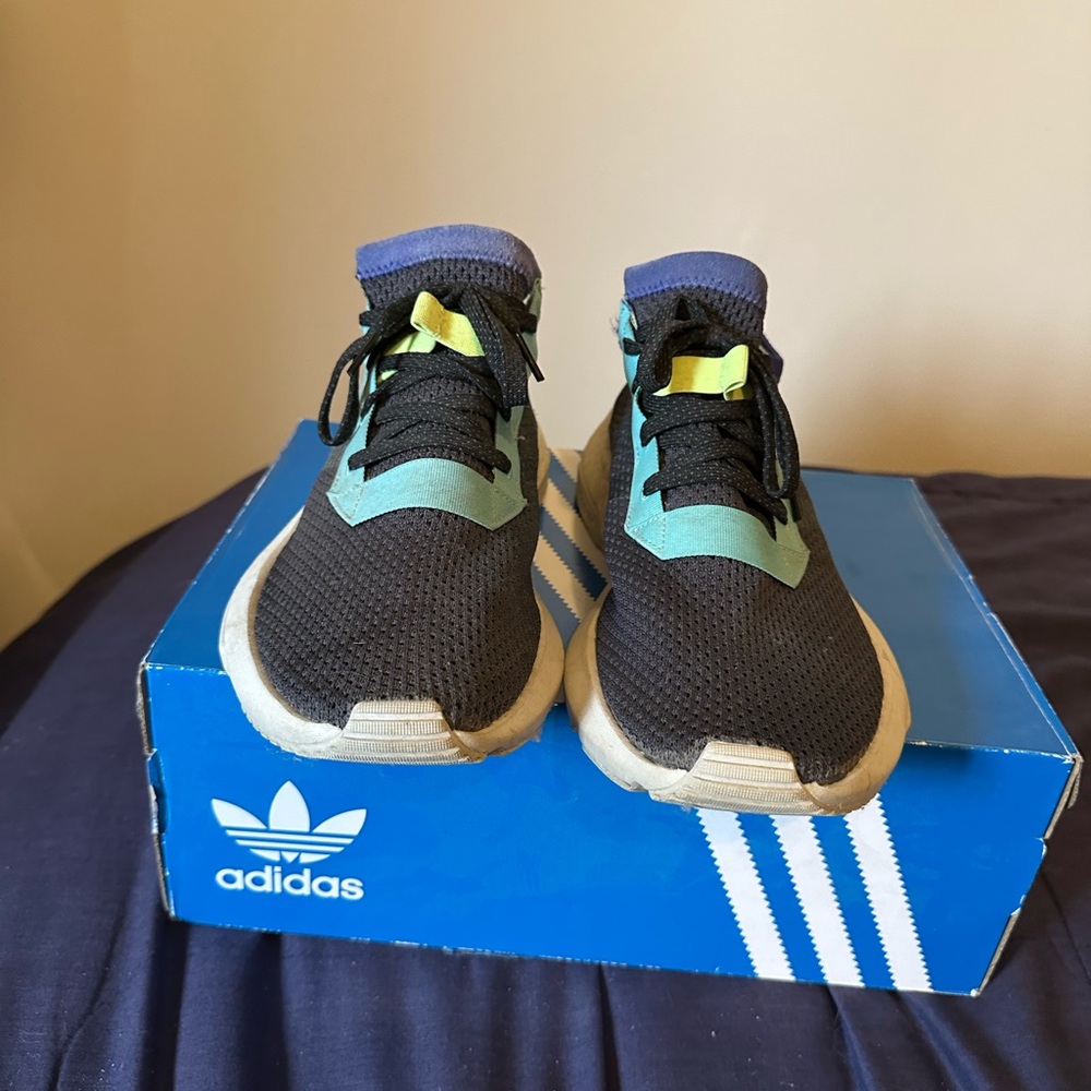 Adidas Black and Teal Sneakers
